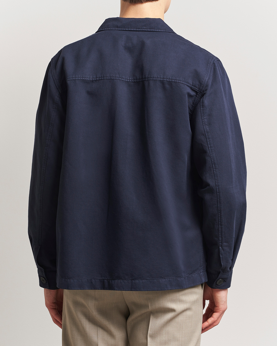 Herr | Skjortor | Sunspel | Twin Pocket Cotton/Linen Jacket Navy