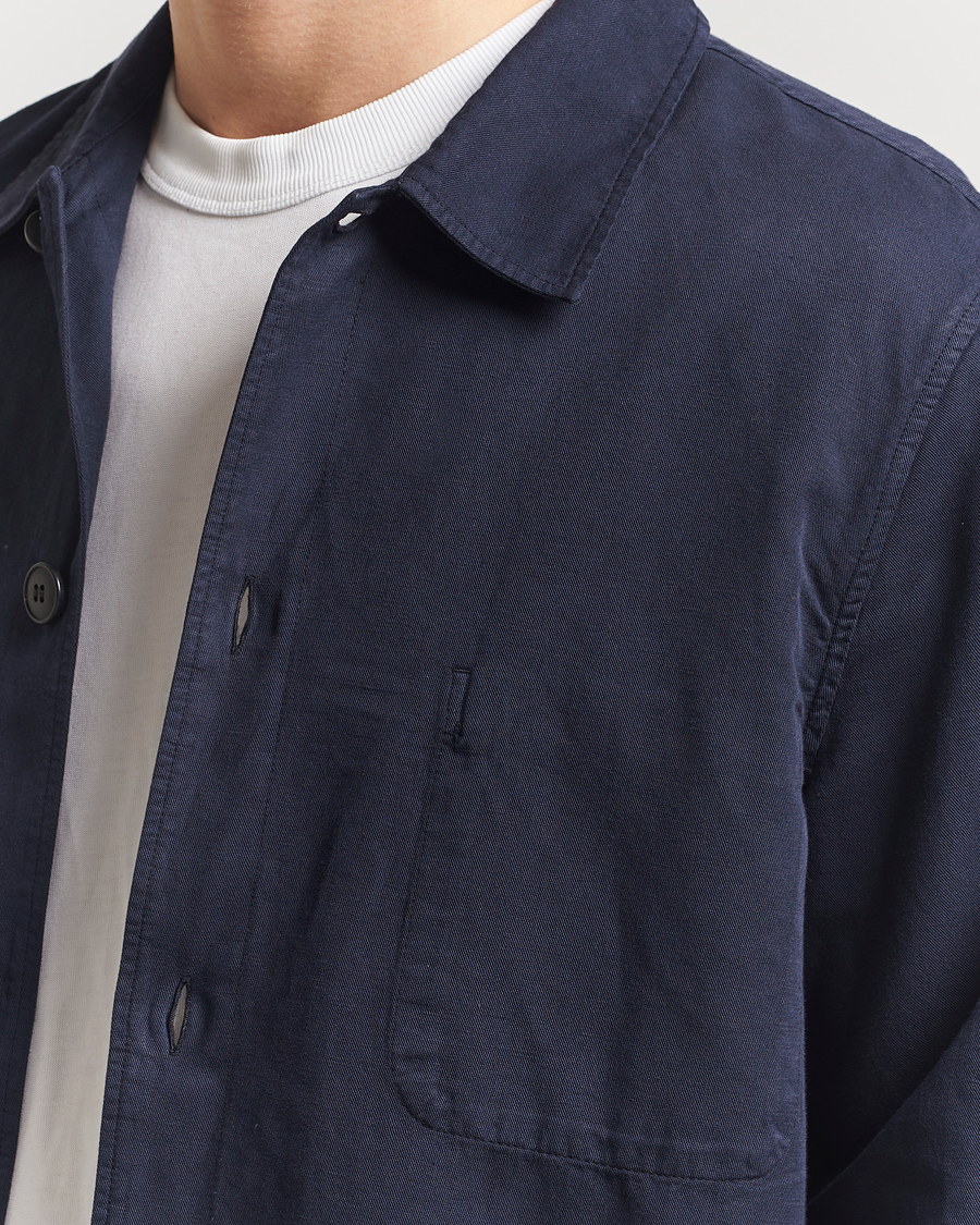 Herr | Skjortor | Sunspel | Twin Pocket Cotton/Linen Jacket Navy