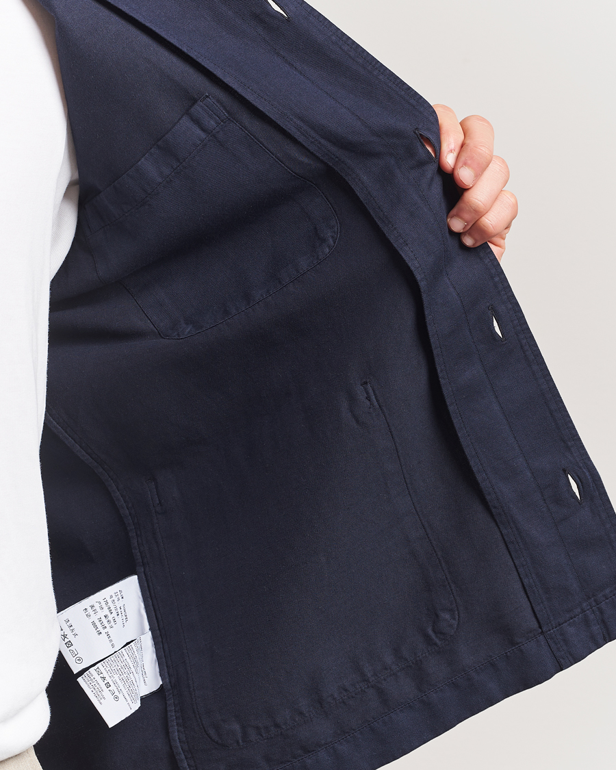 Herr | Skjortor | Sunspel | Twin Pocket Cotton/Linen Jacket Navy