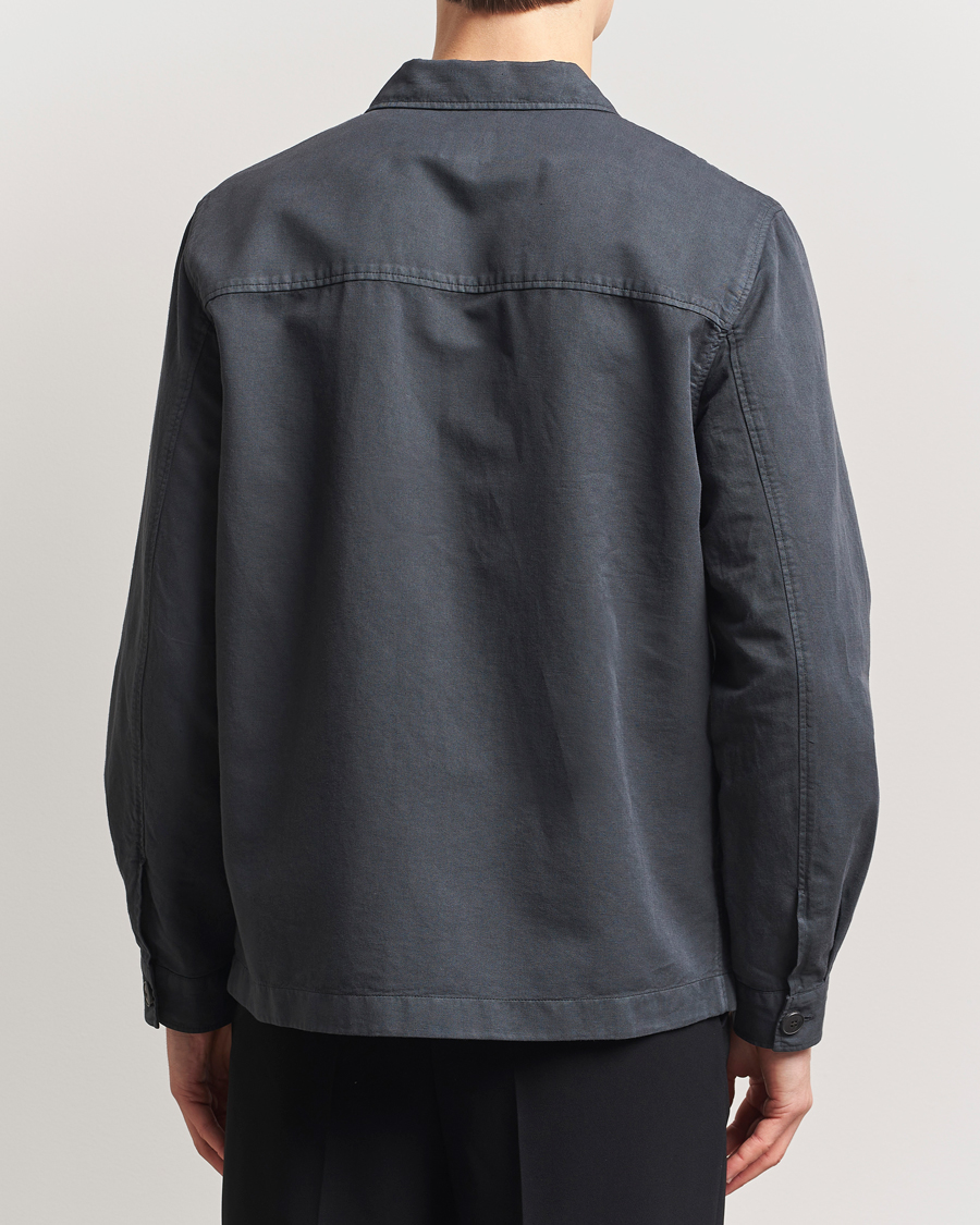 Herr | Skjortor | Sunspel | Twin Pocket Cotton/Linen Jacket Charcoal