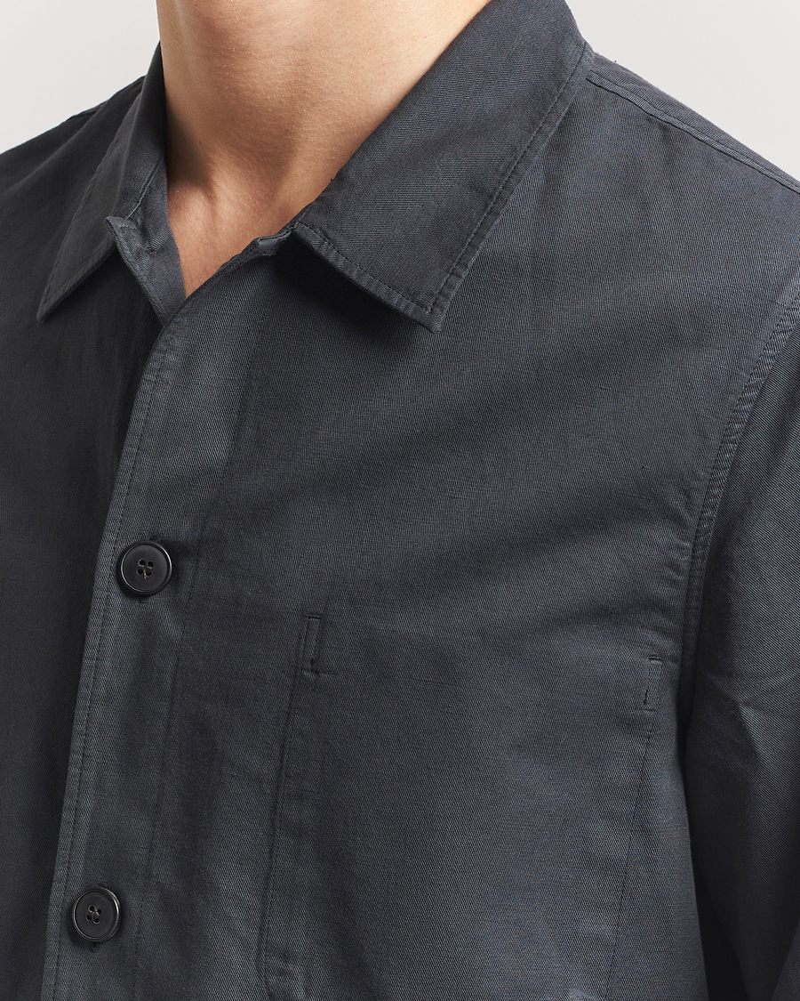 Herr | Skjortor | Sunspel | Twin Pocket Cotton/Linen Jacket Charcoal