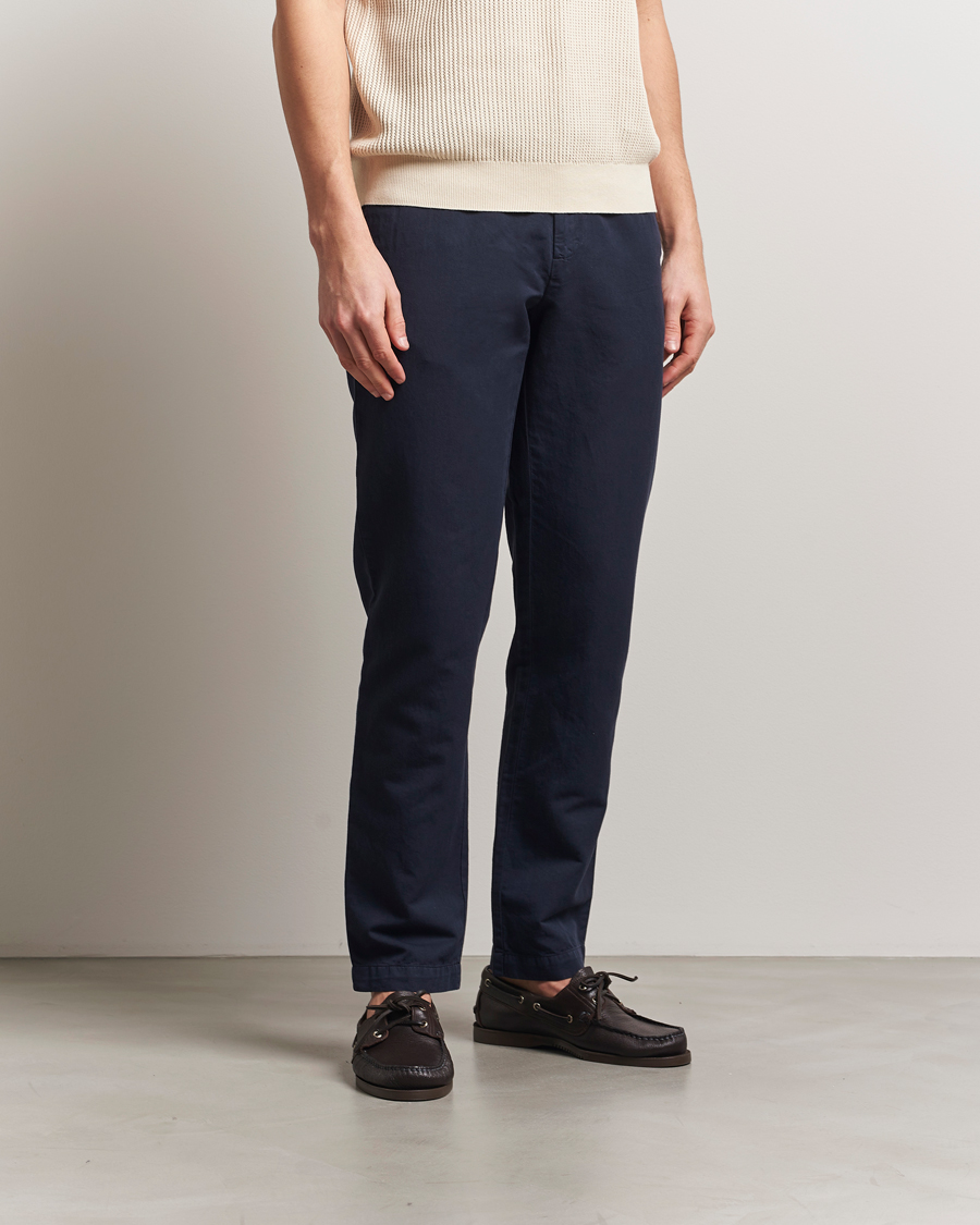 Herr | Byxor | Sunspel | Cotton/Linen Trousers Navy