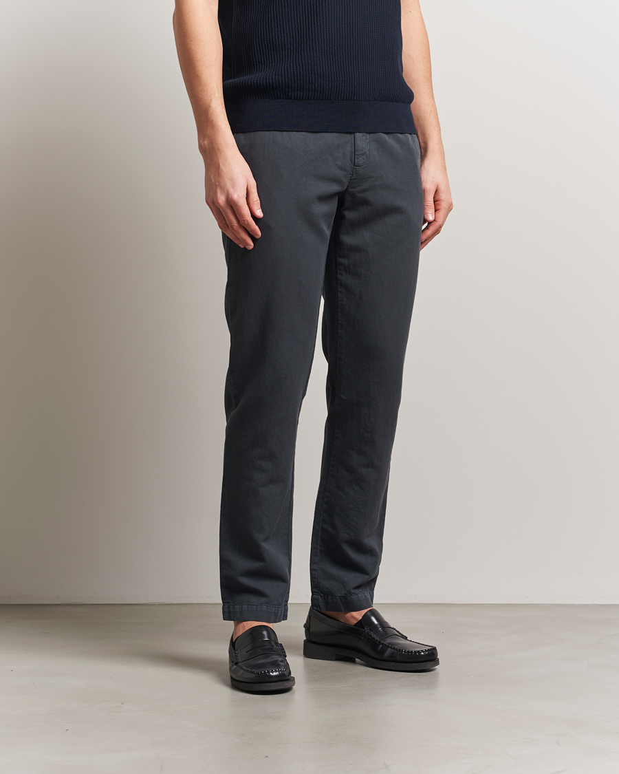 Herr | Byxor | Sunspel | Cotton/Linen Trousers Charcoal