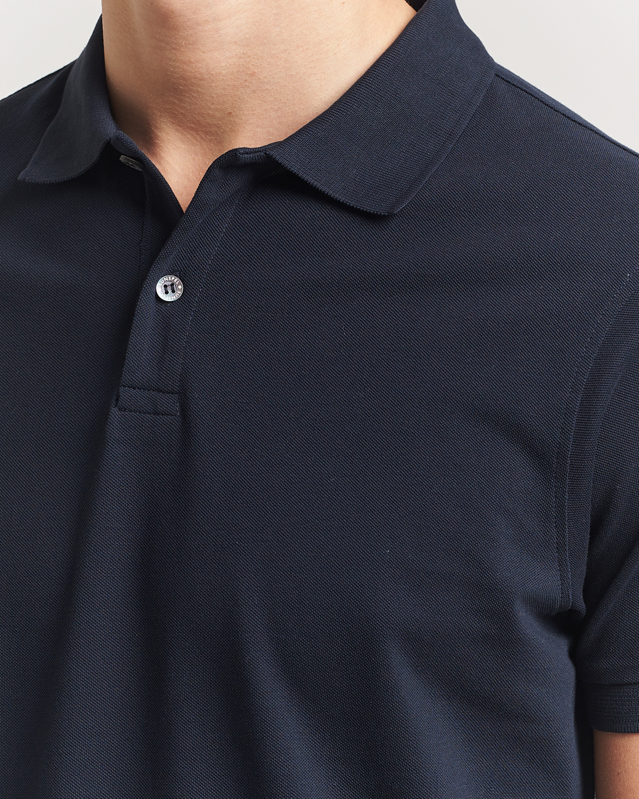 Herr | Pikéer | Sunspel | Supima Cotton Short Sleeve Pique Polo Midnight Navy
