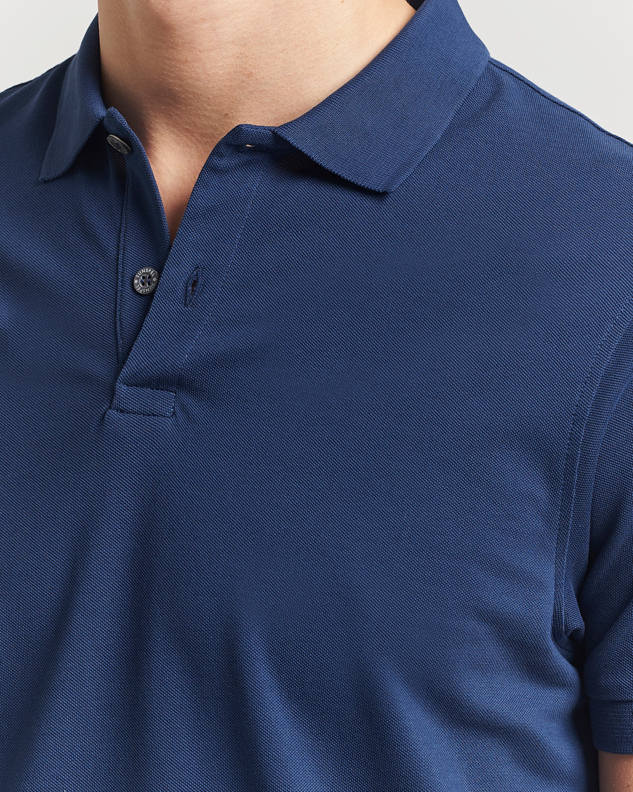 Herr | Pikéer | Sunspel | Supima Cotton Short Sleeve Pique Polo Ink Blue