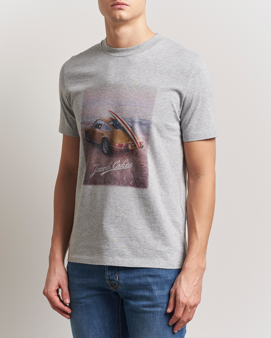 Herr | T-Shirts | Jacob Cohën | Printed Cotton T-shirt Grey