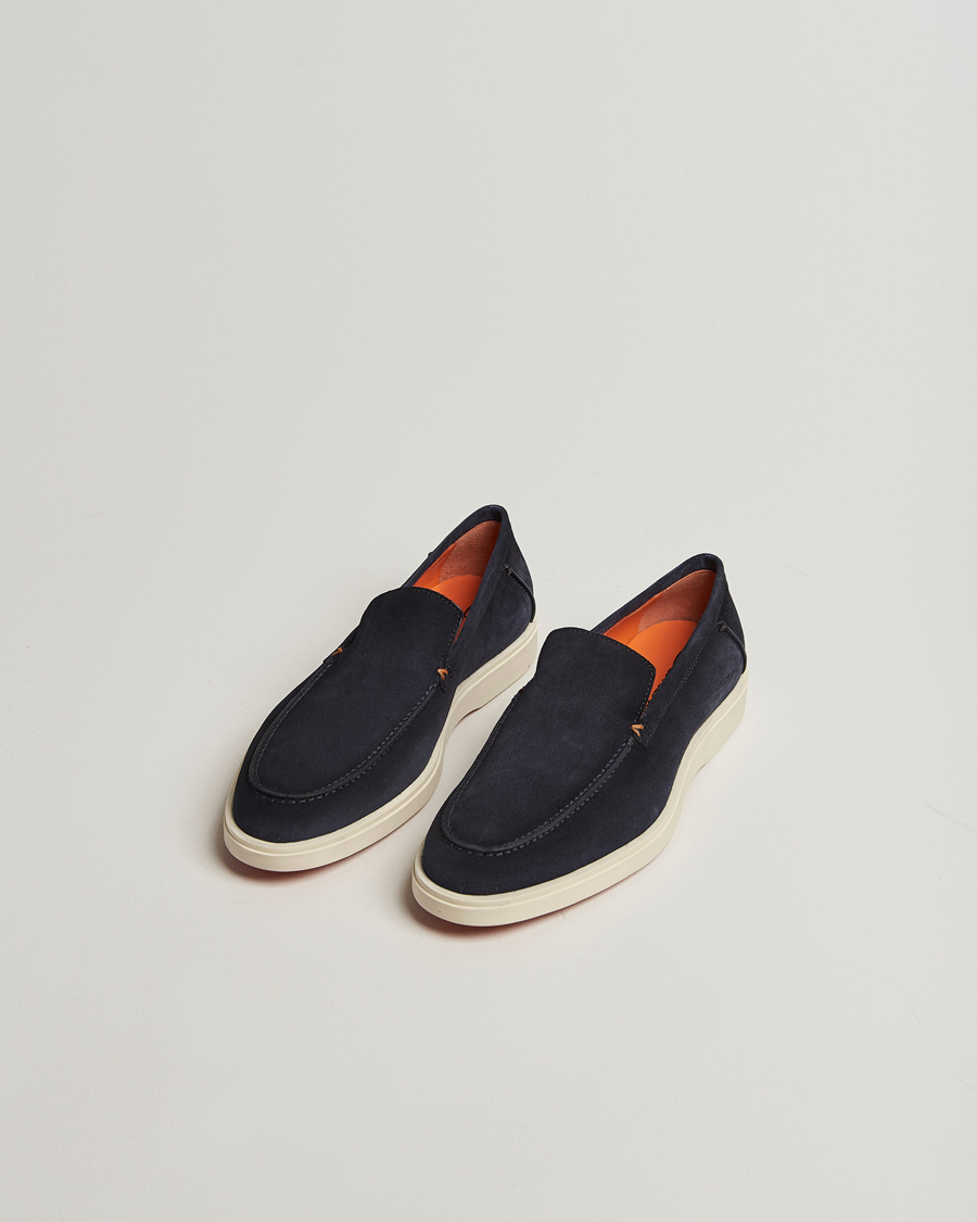 Herr | Loafers | Santoni | Detroit Loafer Navy Suede
