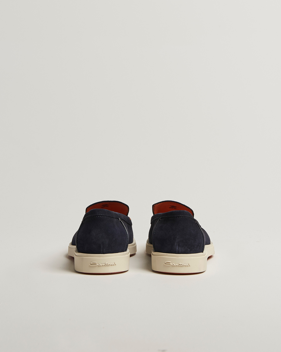 Herr | Loafers | Santoni | Detroit Loafer Navy Suede