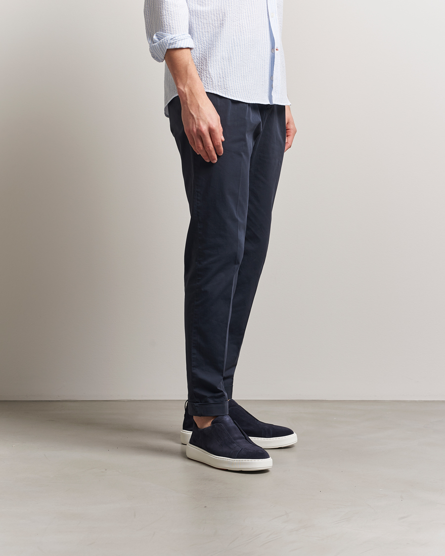 Herr | Sneakers | Santoni | Cleanic No Lace Sneakers Navy Suede