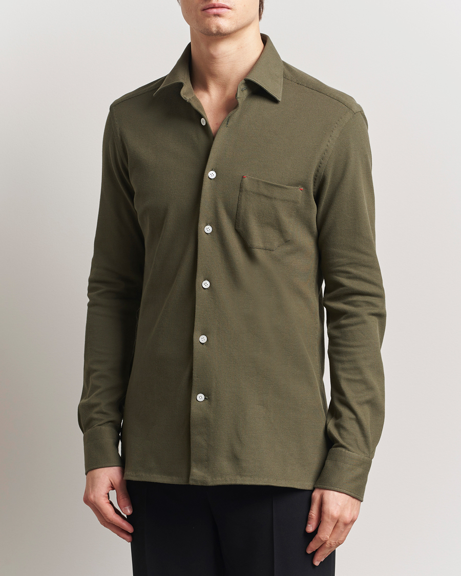 Herr | Skjortor | Kiton | Jersey Piquet Shirt Militare