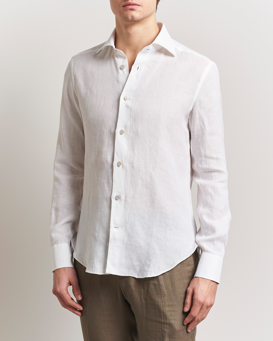 Herr | Skjortor | Kiton | Linen Sport Shirt White