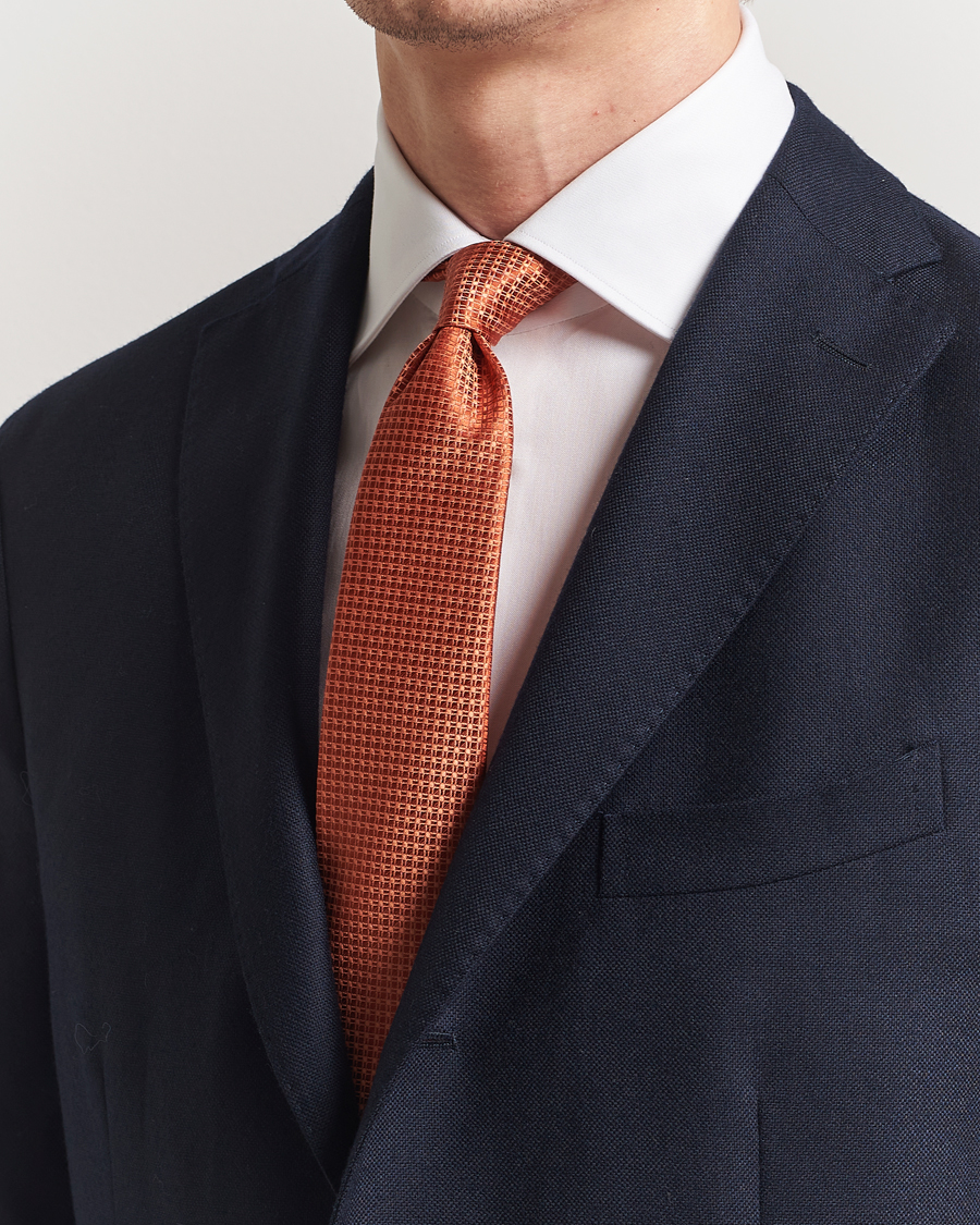 Herr | Slipsar | Kiton | Structured Silk Tie Orange