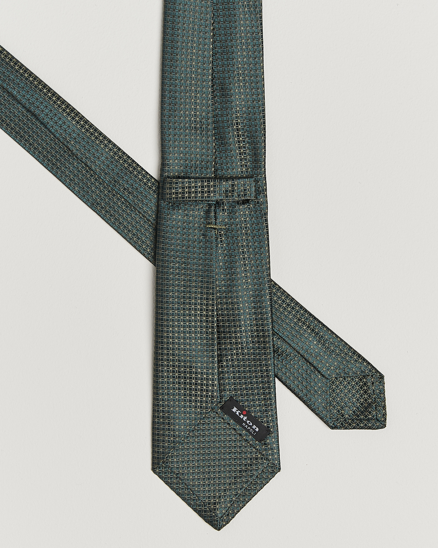 Herr | Slipsar | Kiton | Structured Silk Tie Dark Green
