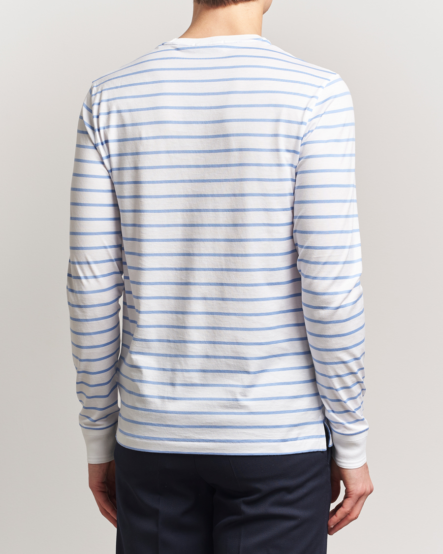 Herr | T-Shirts | Ralph Lauren Purple Label | Long Sleeve Striped T-Shirt White/Cornflower