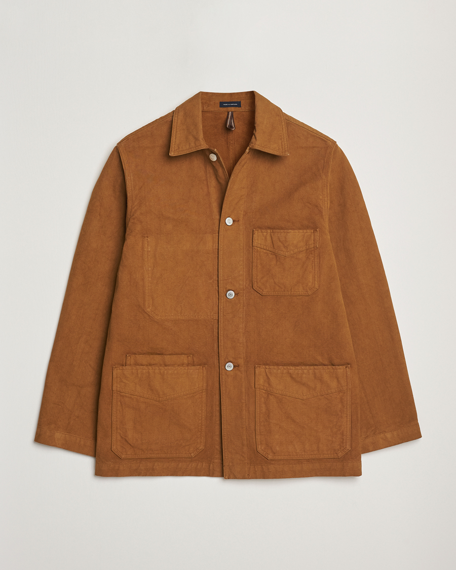 Herr | Jackor | Drake's | Duck Cotton Canvas Chore Jacket Tobacco