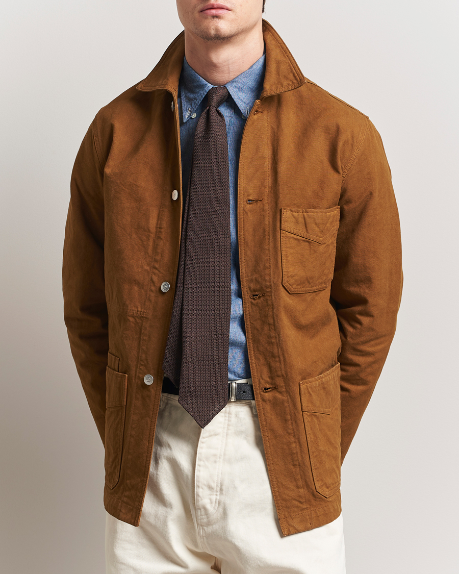 Herr | Jackor | Drake's | Duck Cotton Canvas Chore Jacket Tobacco