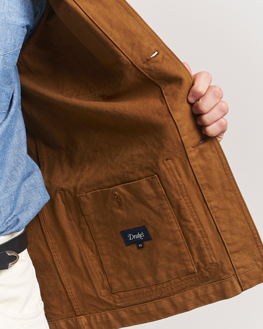 Herr | Jackor | Drake's | Duck Cotton Canvas Chore Jacket Tobacco