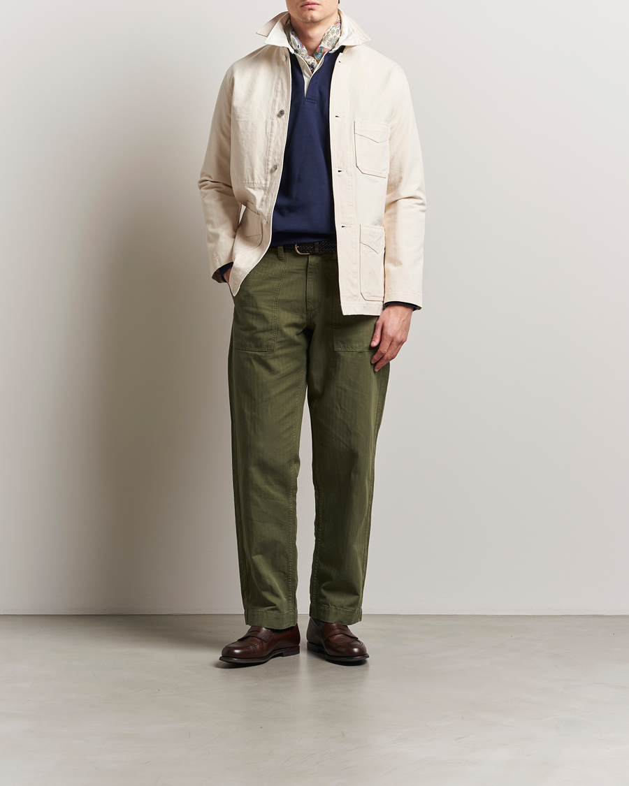 Herr | Jackor | Drake's | Duck Cotton Canvas Shore Jacket Natural