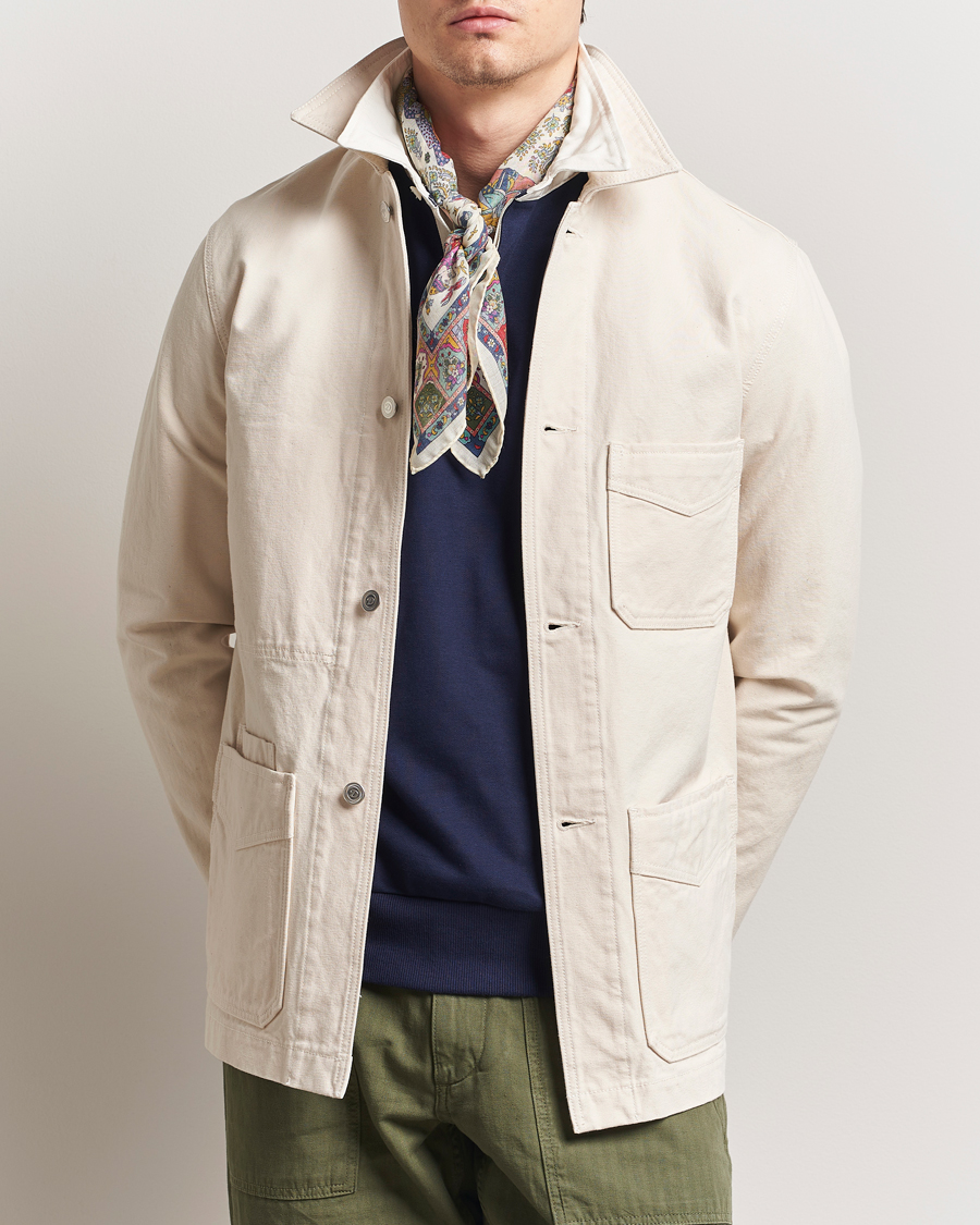 Herr | Jackor | Drake's | Duck Cotton Canvas Shore Jacket Natural