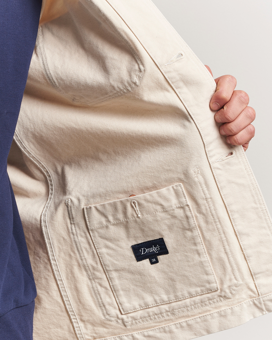 Herr | Jackor | Drake's | Duck Cotton Canvas Shore Jacket Natural