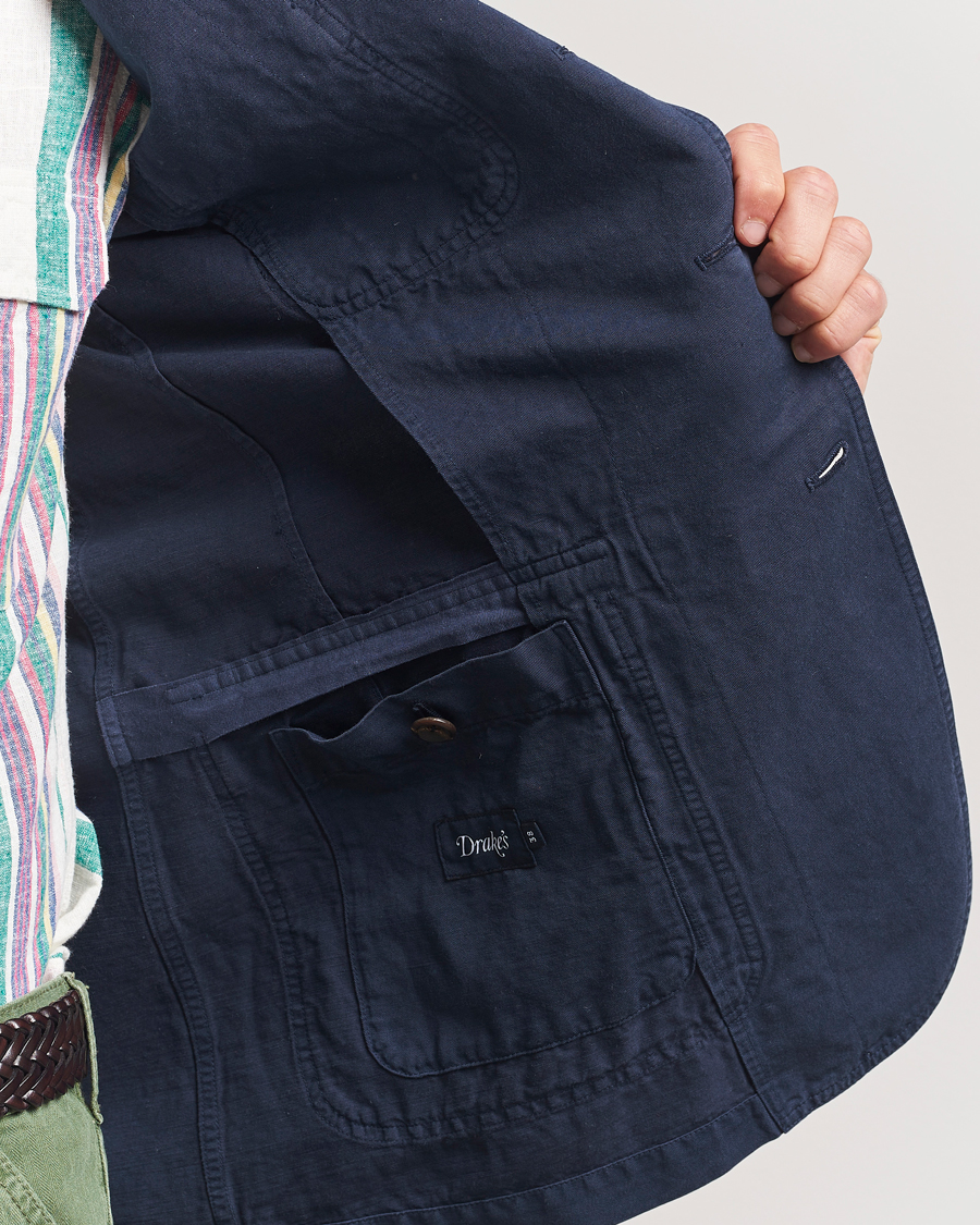 Herr | Kavajer | Drake's | MKI Cotton/linen Games Blazer Navy