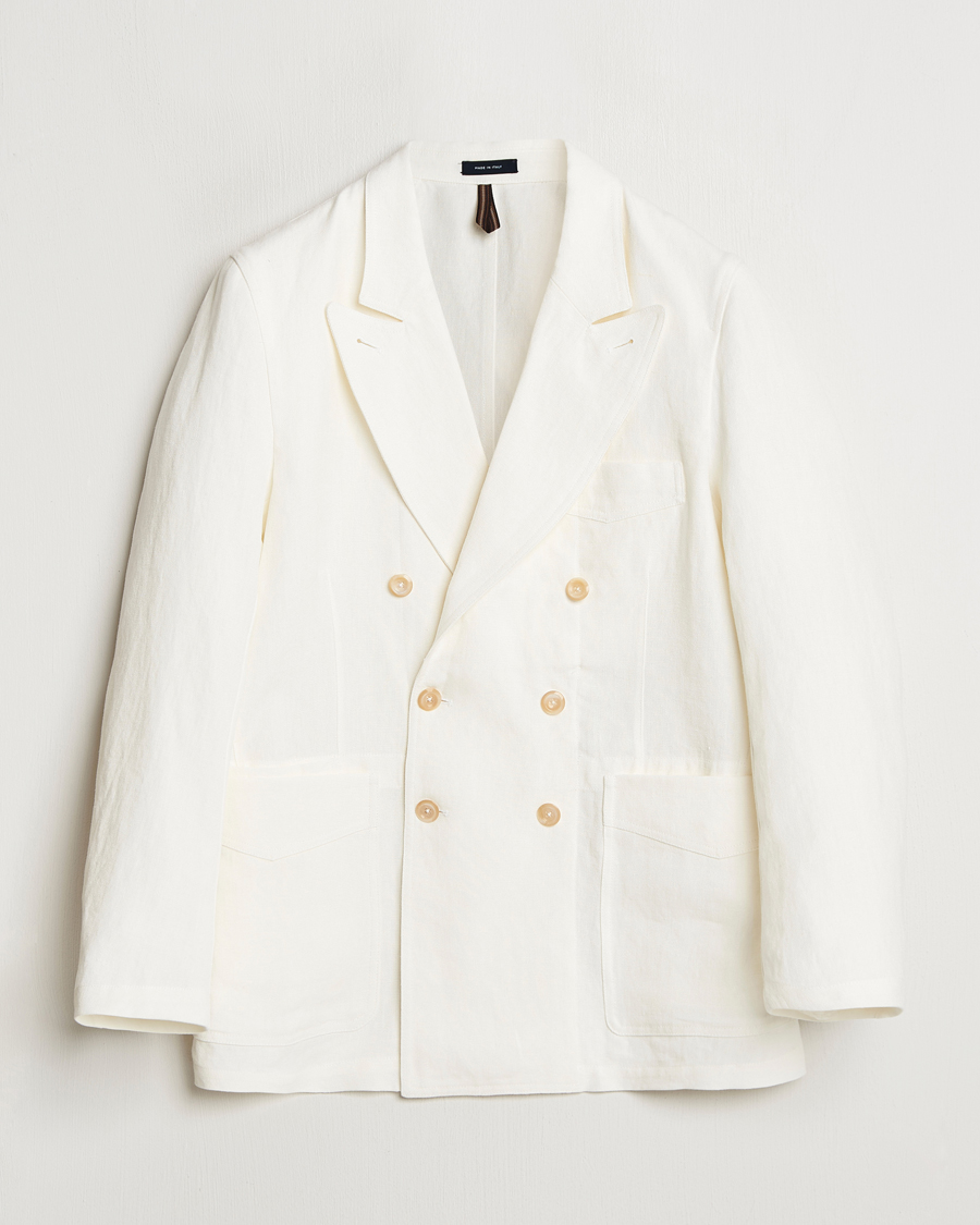 Herr | Kavajer | Drake's | MKIII Linen Games Double Breasted Blazer Ecru