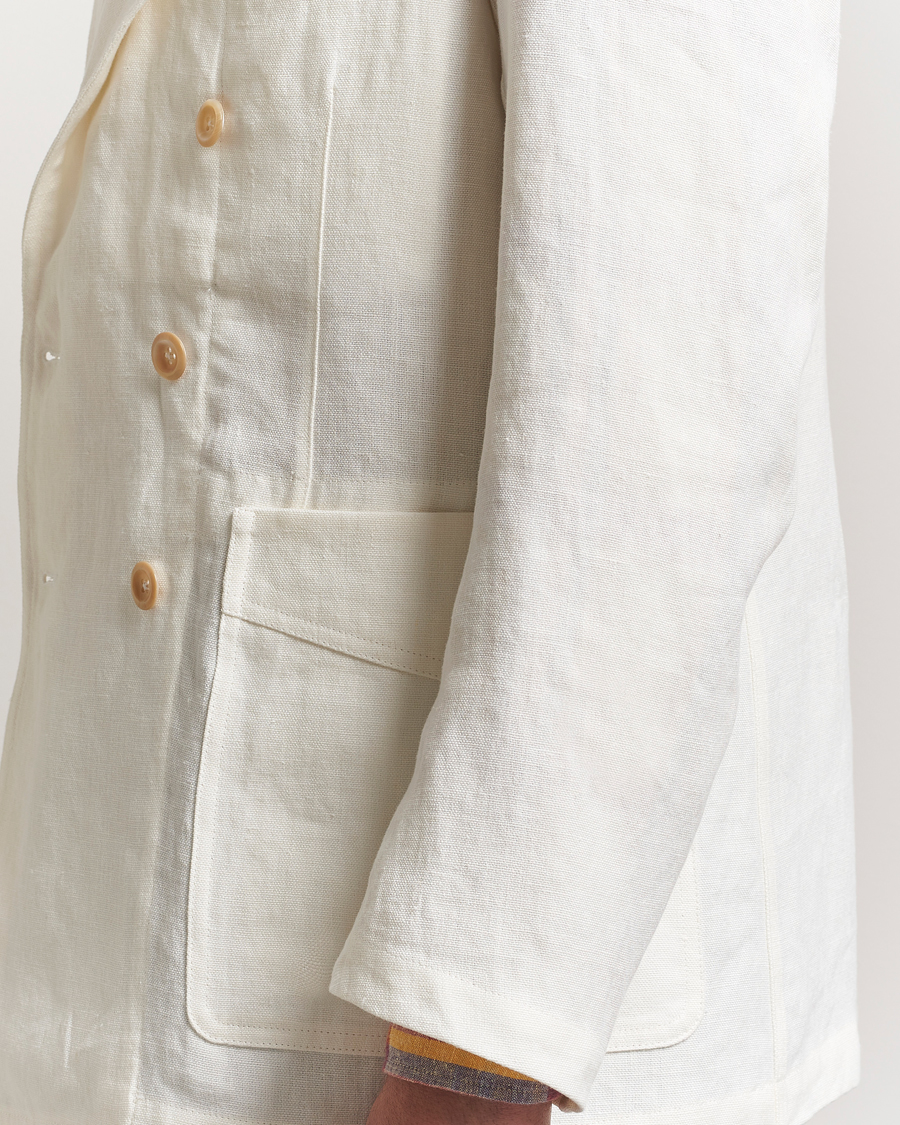 Herr | Kavajer | Drake's | MKIII Linen Games Double Breasted Blazer Ecru