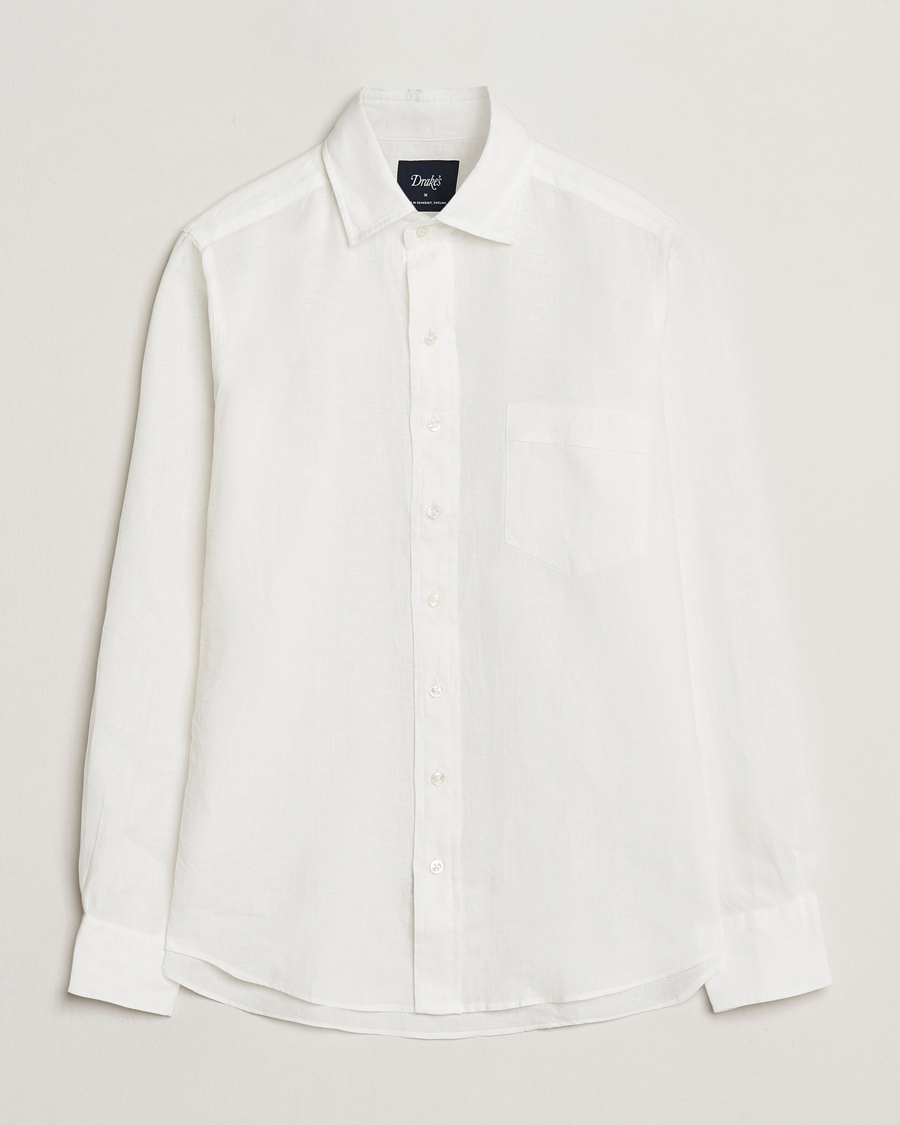 Herr | Skjortor | Drake's | Linen Summer Shirt Ecru