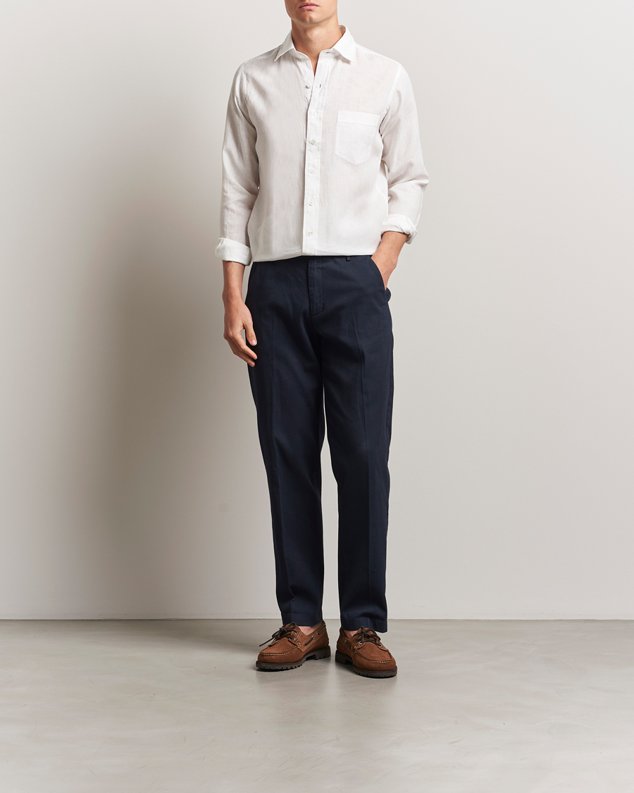Herr | Skjortor | Drake's | Linen Summer Shirt Ecru