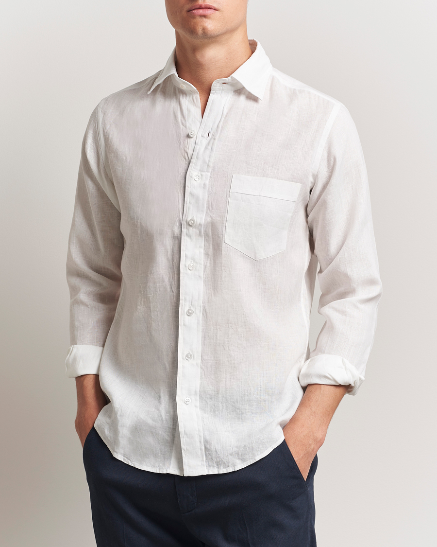 Herr | Skjortor | Drake's | Linen Summer Shirt Ecru