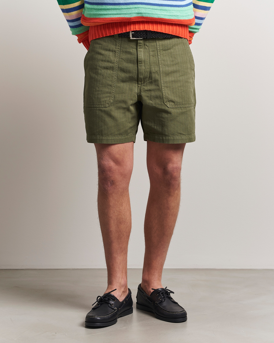 Herr | Shorts | Drake's | Fatigue Cotton Shorts Olive