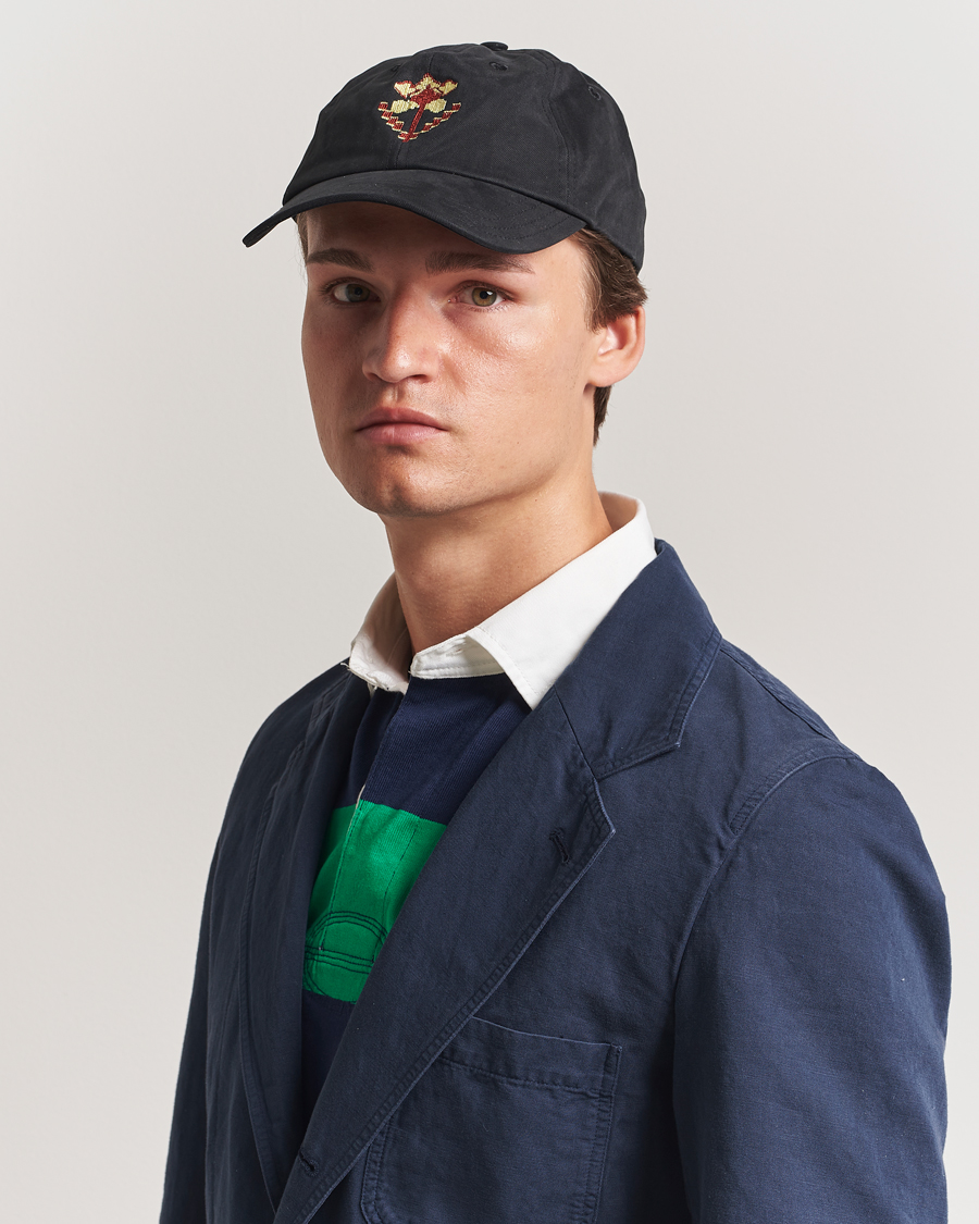 Herr | Hattar & kepsar | Drake's | Flower Embroidered Cap Black