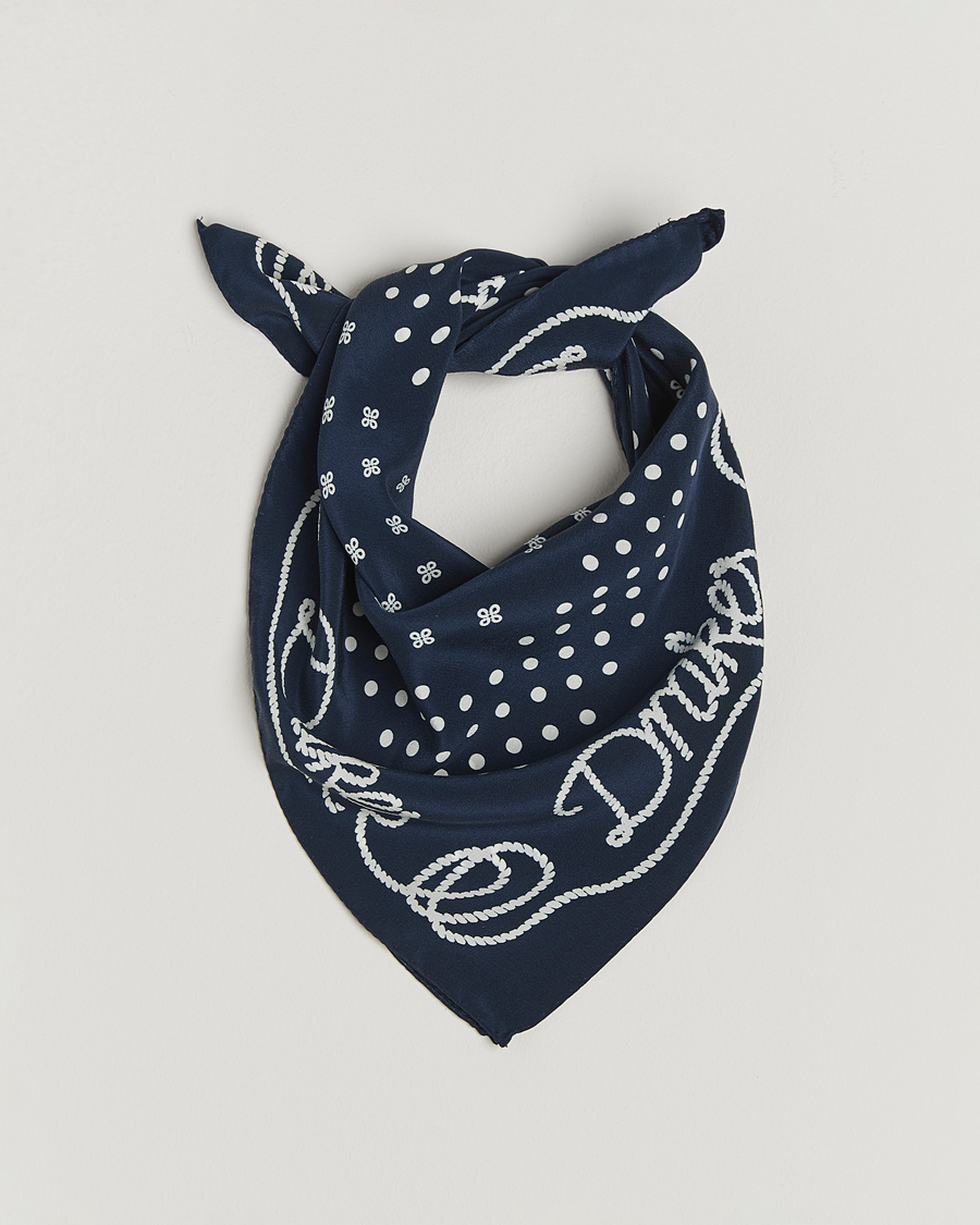 Herr | Scarves | Drake's | Robe Border Silk Bandana Navy