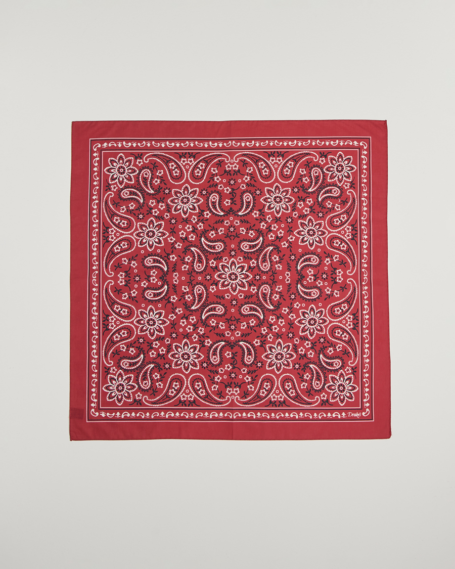 Herr | Scarves | Drake's | Drake'sClassic Paisley BandanaRed