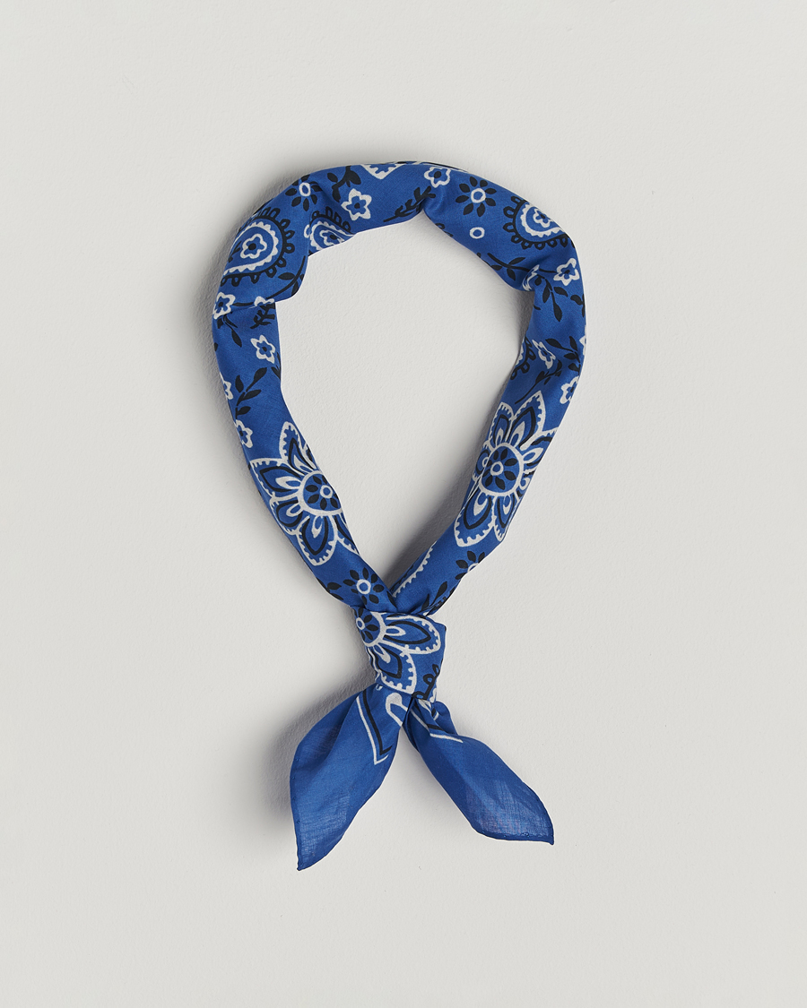 Herr | Scarves | Drake's | Classic Paisley Bandana Blue
