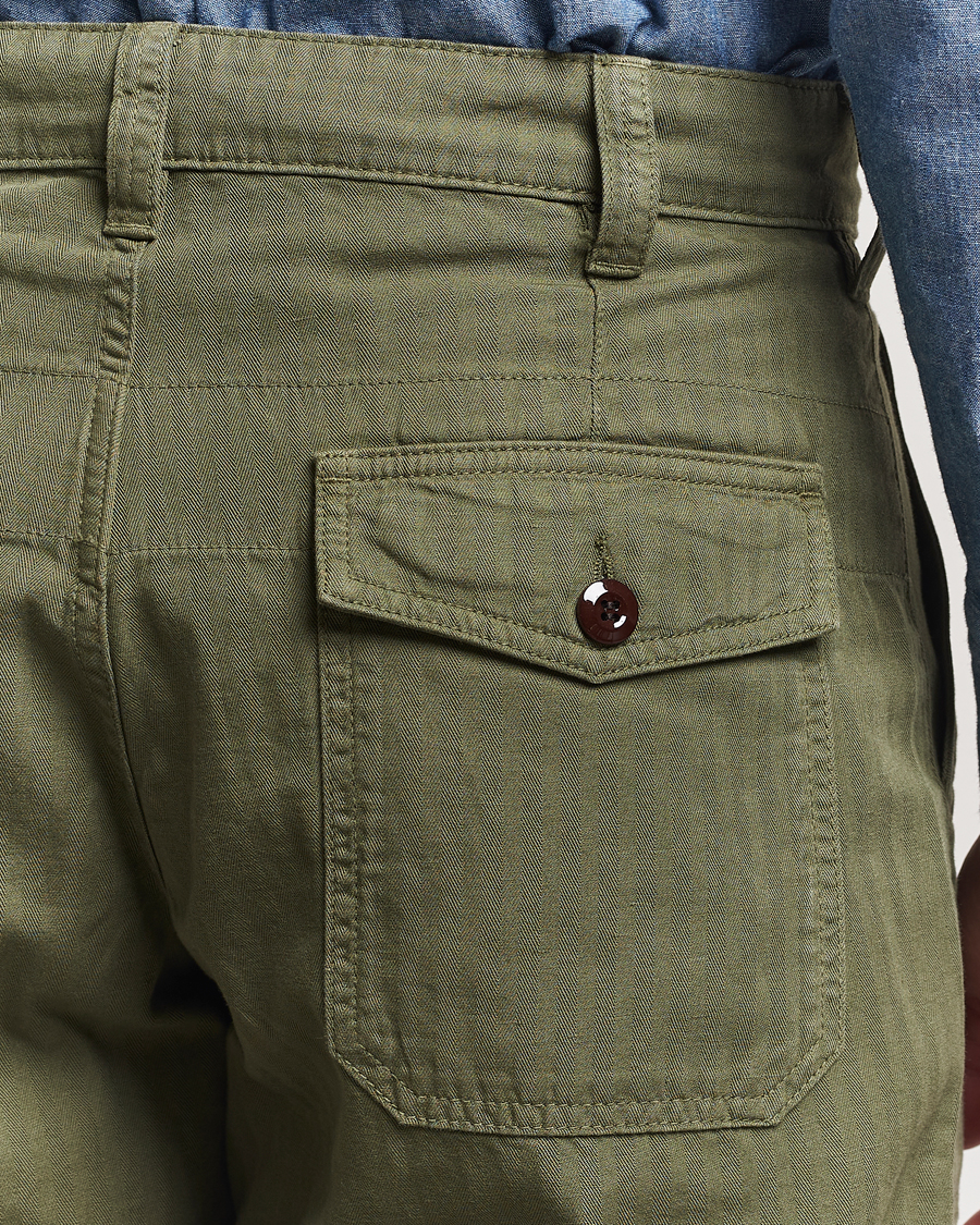 Herr | Byxor | Drake's | Fatigue Cotton Trousers Olive