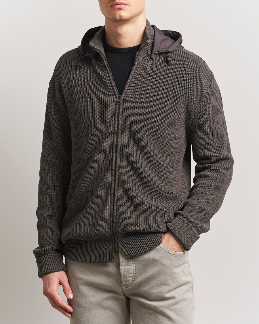 Herr | Jackor | Herno | Cotton Knit Hybrid Jacket Brown