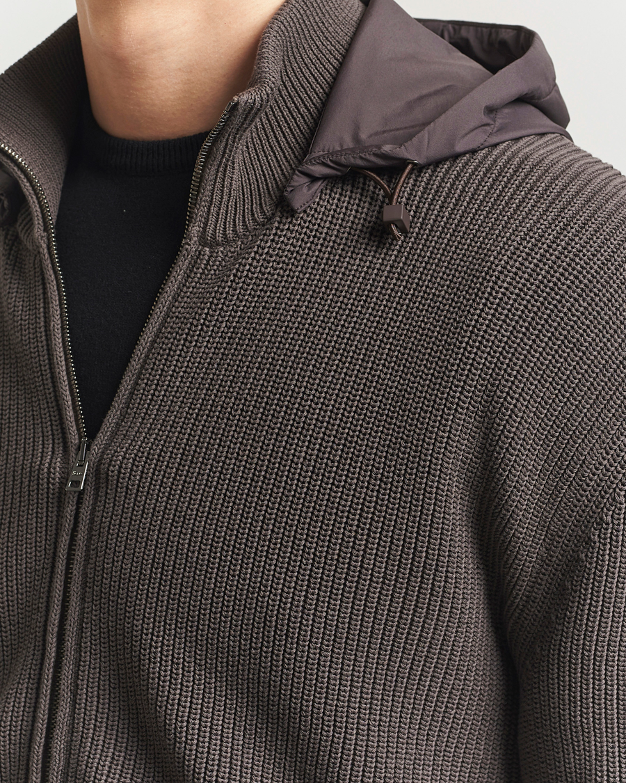 Herr | Jackor | Herno | Cotton Knit Hybrid Jacket Brown