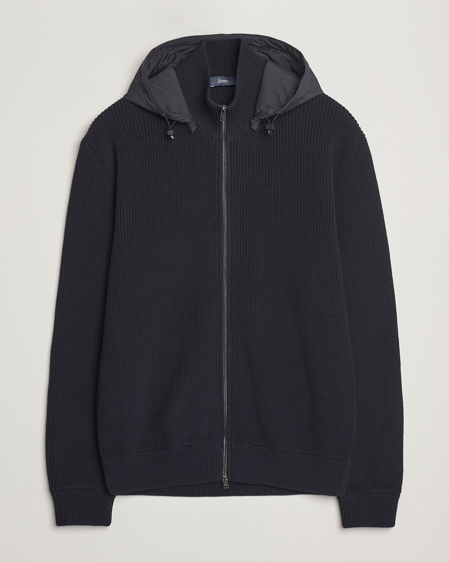 Herr | Jackor | Herno | Cotton Knit Hybrid Jacket Navy