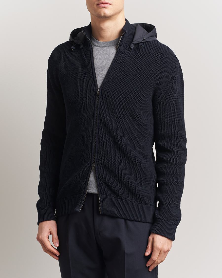 Herr | Jackor | Herno | Cotton Knit Hybrid Jacket Navy