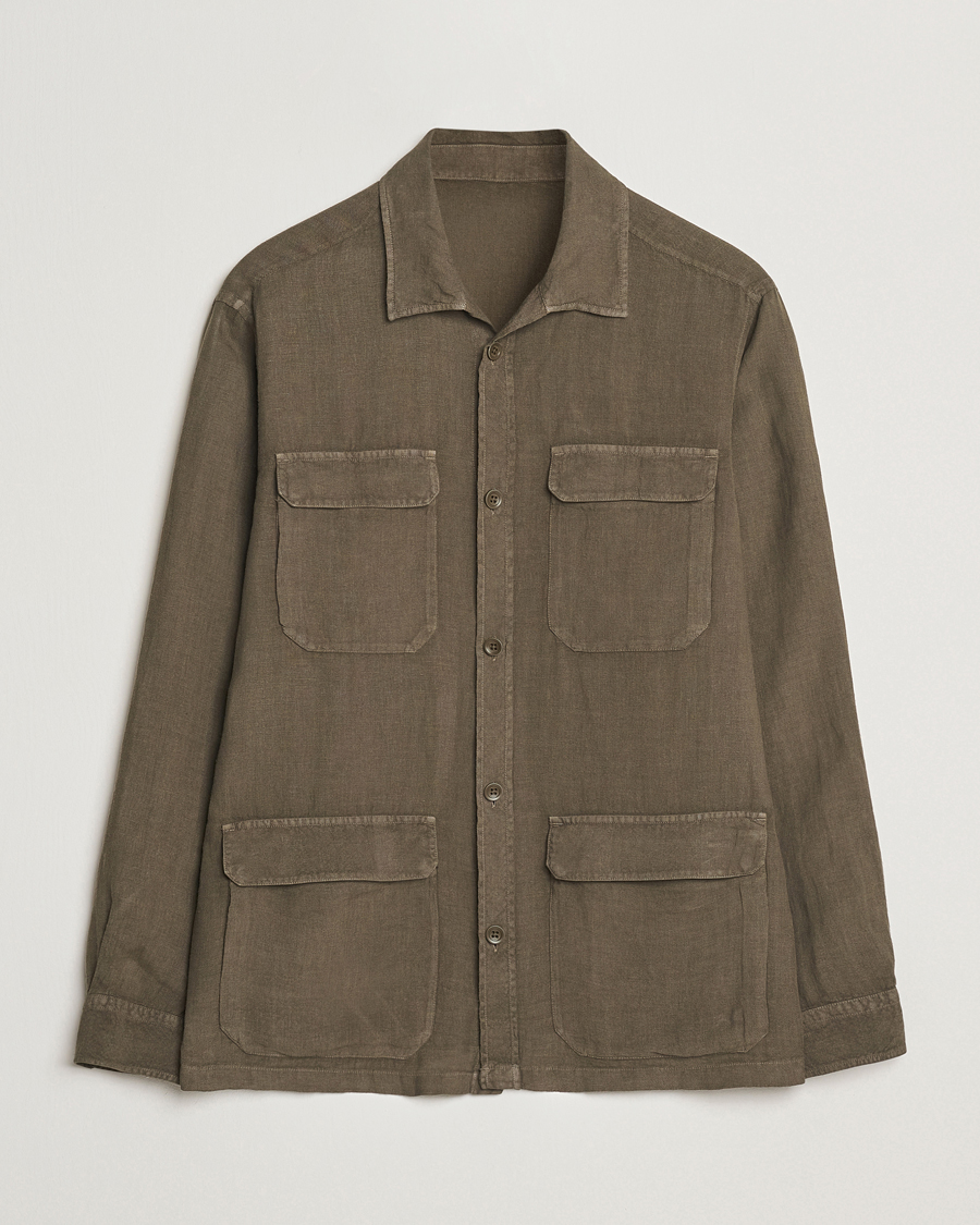 Herr | Jackor | Herno | Linen Safari Jacket Military