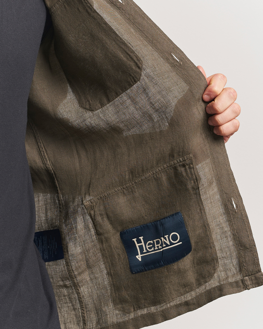 Herr | Jackor | Herno | Linen Safari Jacket Military