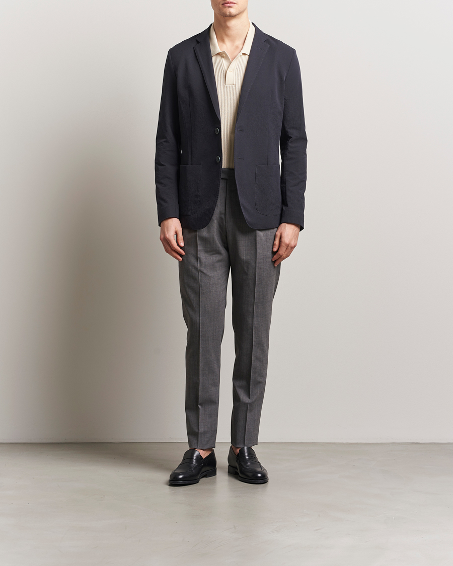 Herr | Kavajer | Herno | Seersucker Blazer Navy
