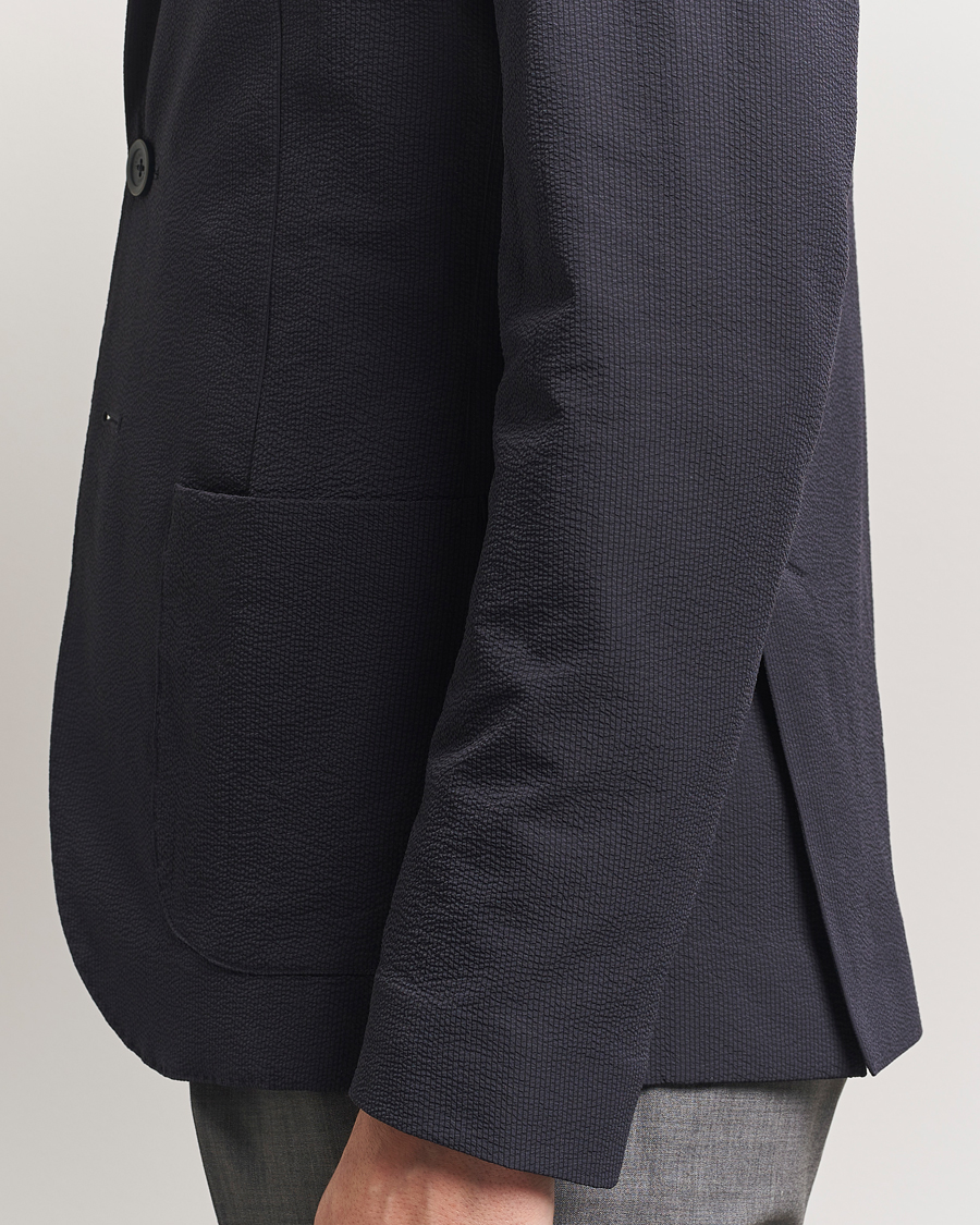 Herr | Kavajer | Herno | Seersucker Blazer Navy