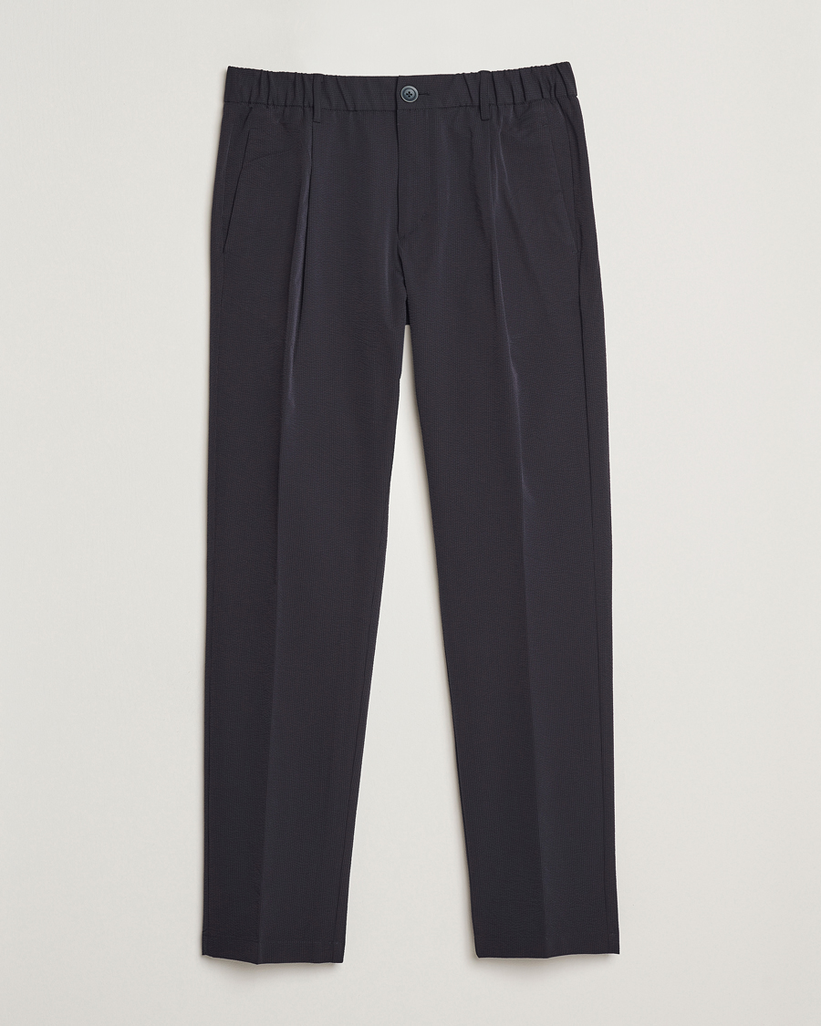 Herr | Byxor | Herno | Seersucker Drawstring Pants Navy
