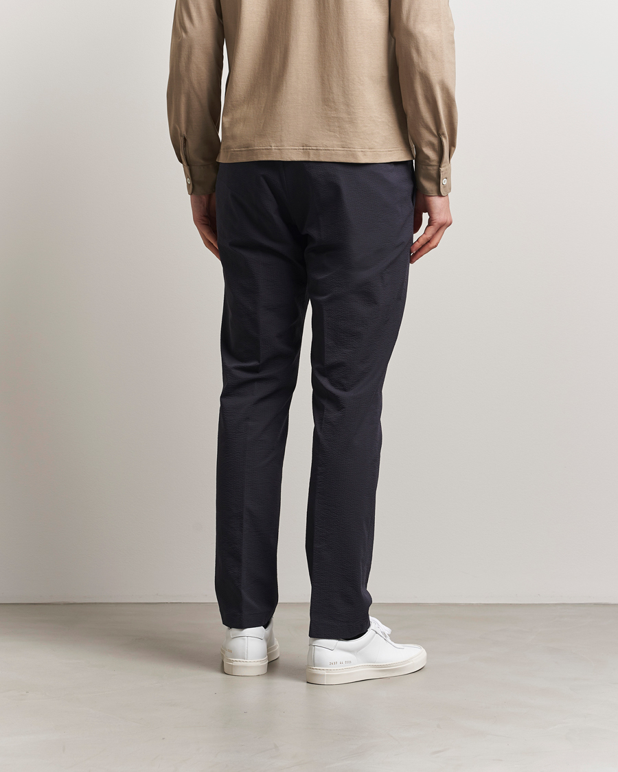 Herr | Byxor | Herno | Seersucker Drawstring Pants Navy