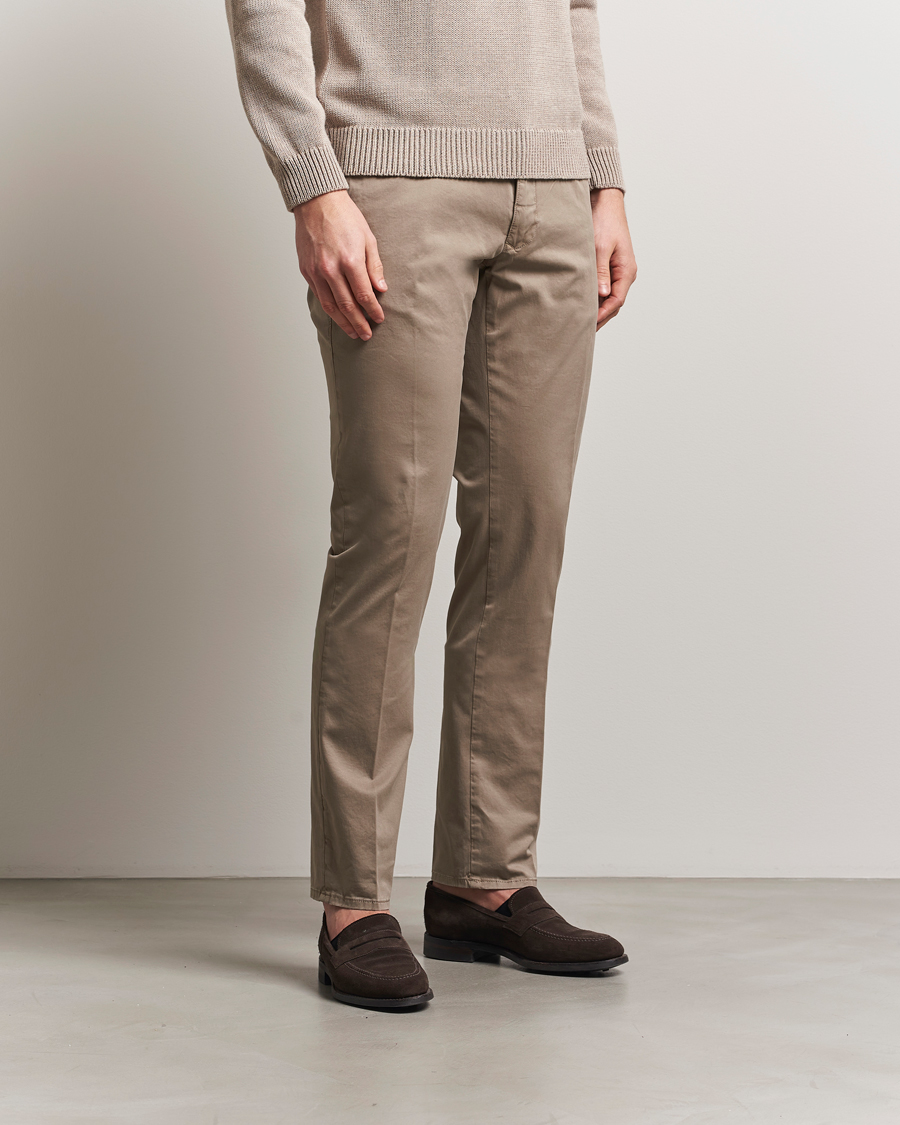 Herr | Byxor | Incotex | Slim Fit Garment Dyed Slacks Brown
