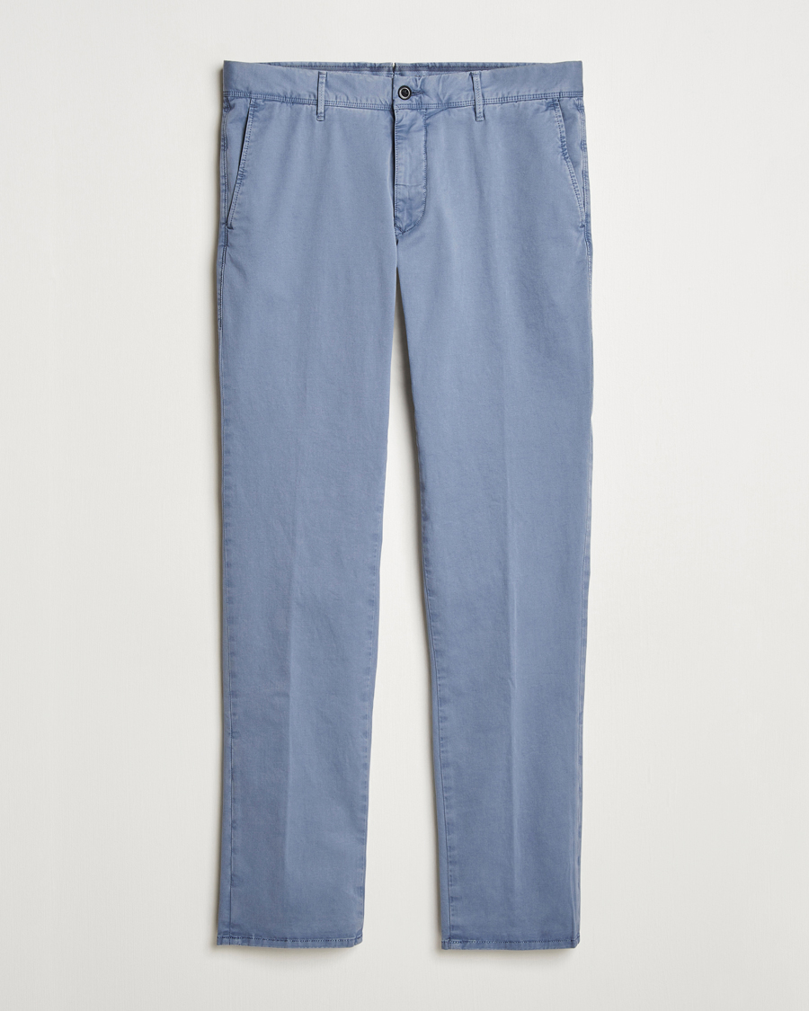Herr | Byxor | Incotex | Slim Fit Garment Dyed Slacks Blue