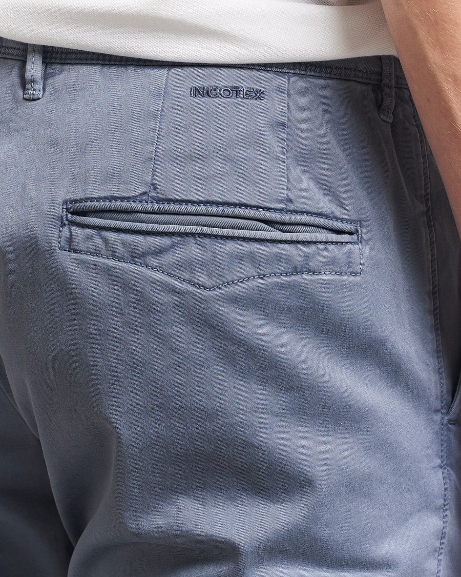 Herr | Byxor | Incotex | Slim Fit Garment Dyed Slacks Blue