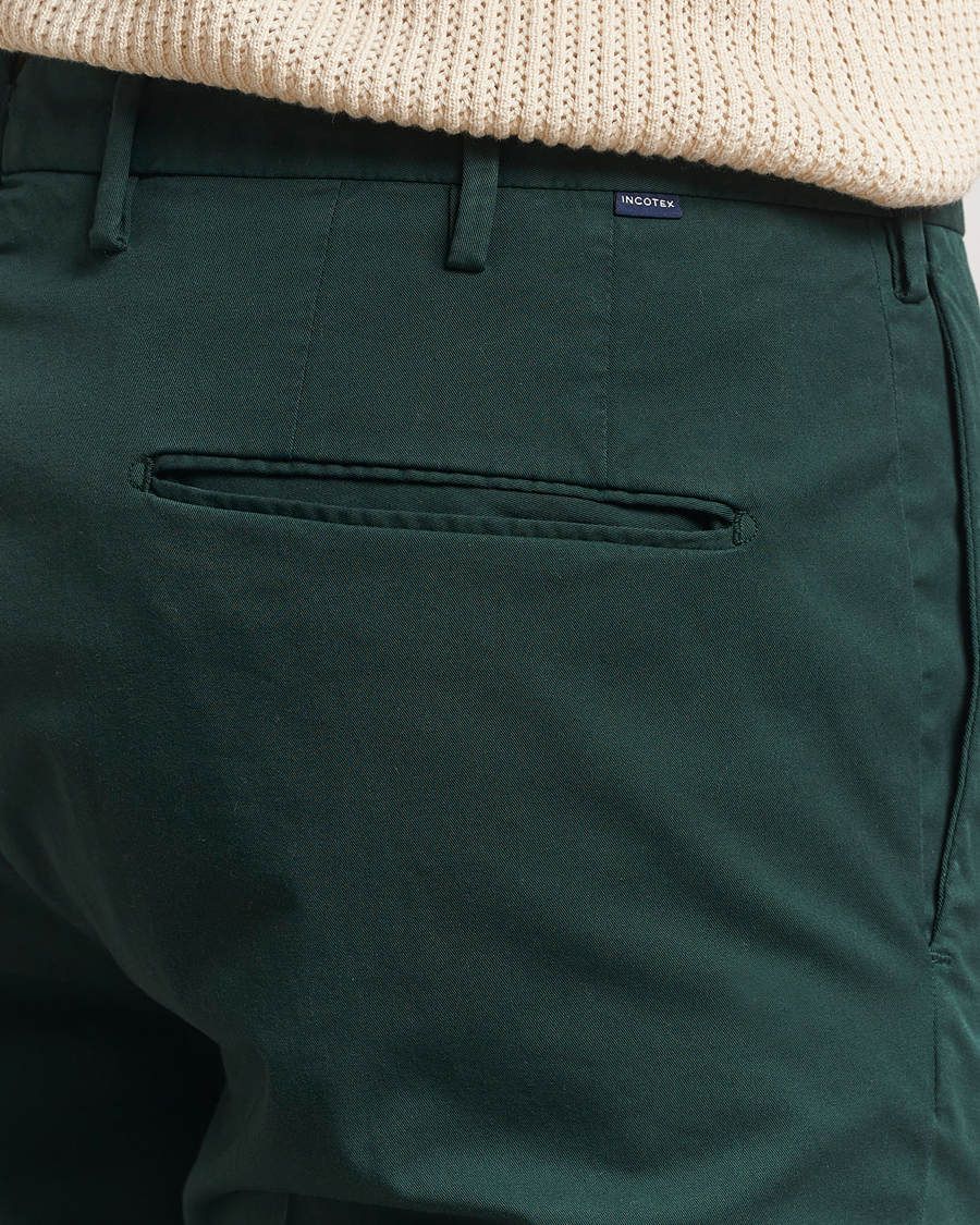 Herr | Byxor | Incotex | Slim Fit Comfort Chinos Dark Green